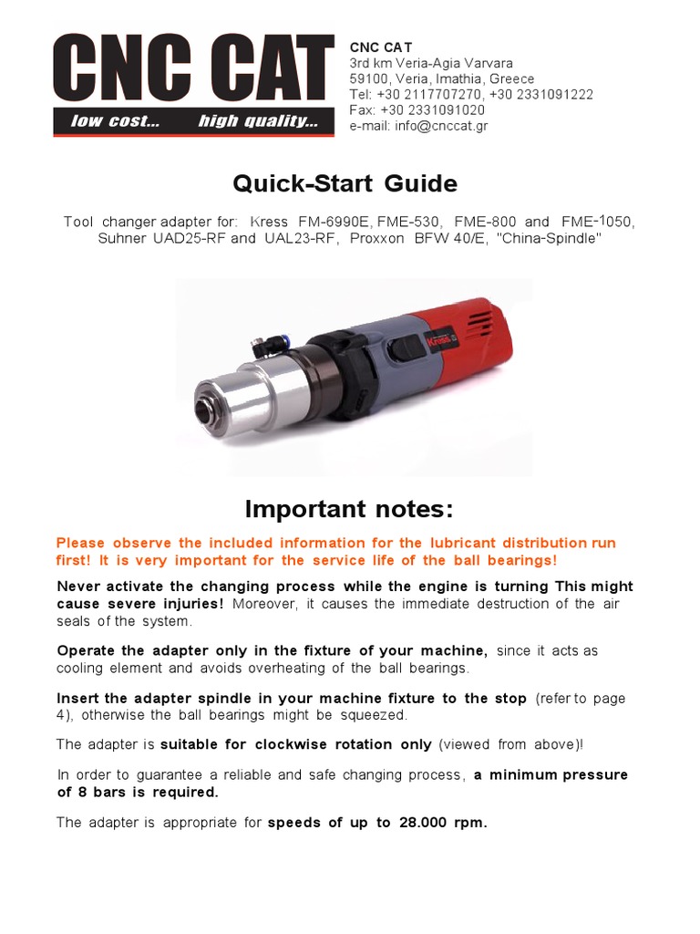 Quick-Start Guide: Important Notes | PDF | Valve | Bearing (Mechanical)