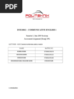 Due10012 - Communicative English 1: Semester 1, June 2019 Session Q Assessment Assignment (Group) 30%