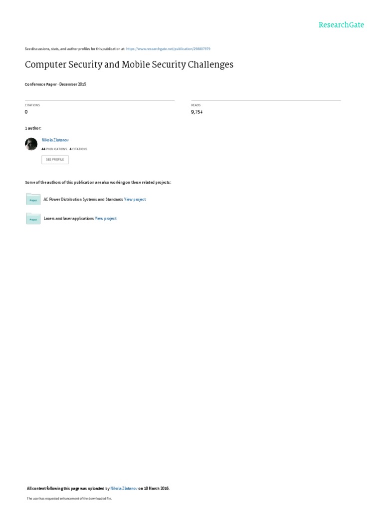 Computer Security and Mobile Security Challenges | PDF | Computer ...