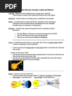 Review Sheet For Asteroids