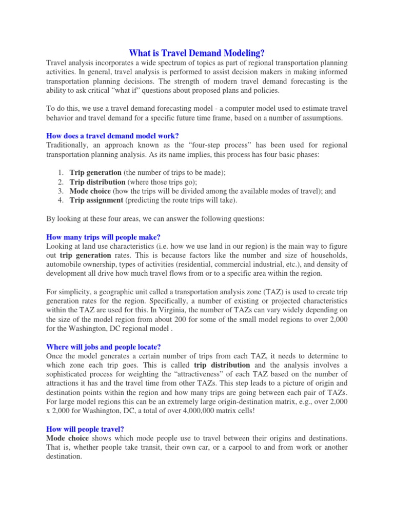 What Is Travel Demand Modeling Pdf Computer Simulation Systems