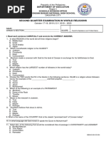 Second Quarter Examination in World Religions