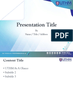 Presentation Title: by Name / Title / Address