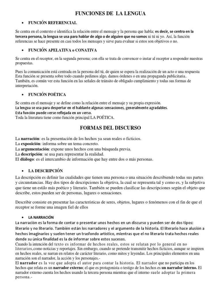 Funciones de La Lengua | PDF | Narrativa | Asunto (gramática)
