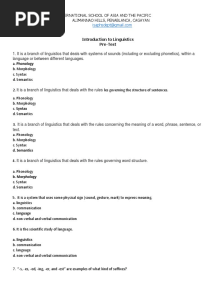 Pre Test On Intro To Linguistics