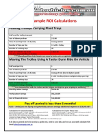 Sample ROI Calculations: Pushing Trolleys Carrying Plant Trays