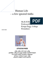 Value of Human Life - A Few Ignored Truths: Ms.R.Subasri Professor/EIE Kongu Engg. College Perundurai