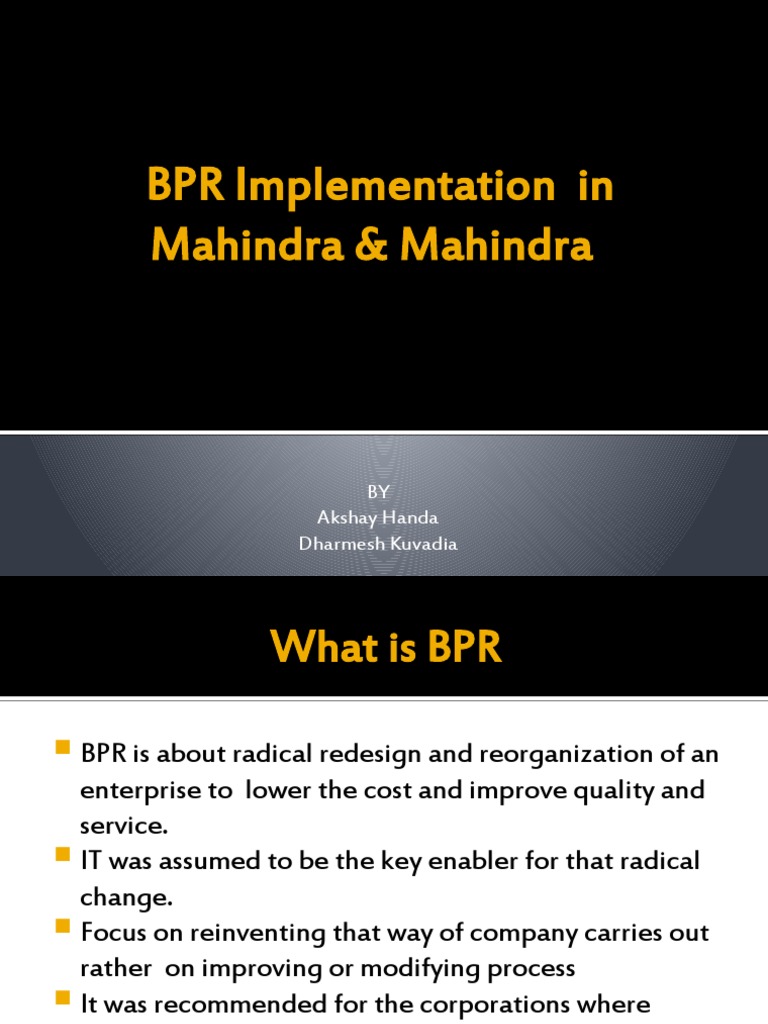 BPR Implementation in Mahindra & MahindrA | PDF | Economies | Business