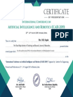 Certificate: Artificial Intelligence and Robotics (ICAIR-2019)