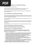 Traditional Definition of Technical Writing