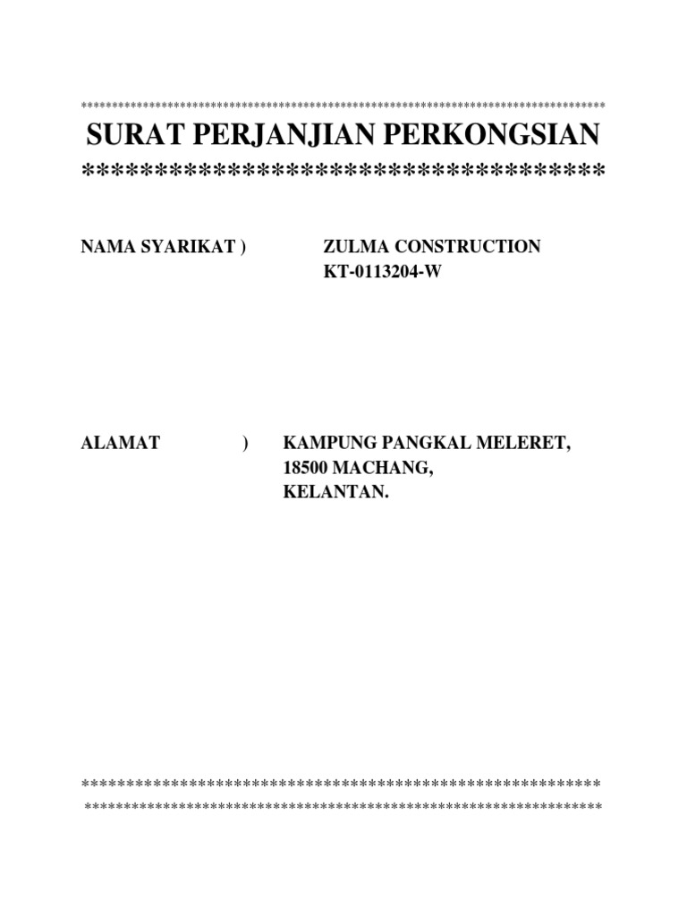 Nak Cetak Surat Perjanjian Plt Ssm