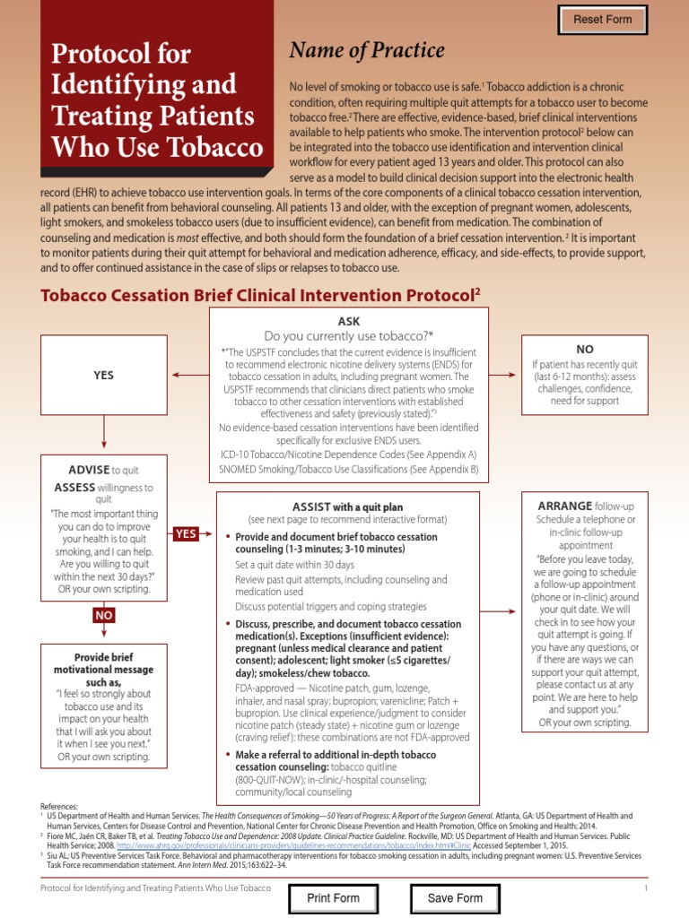 icd 10 code tobacco cessation counseling Tobacco Use Intervention Protocol | PDF | Smoking Cessation