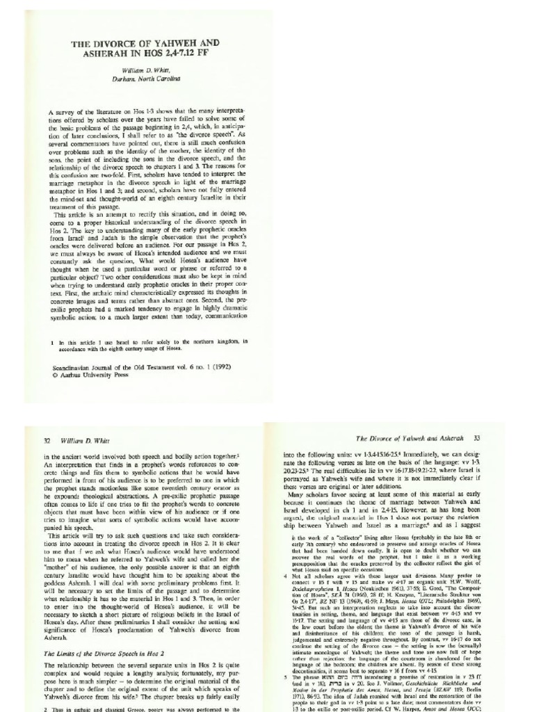 The Divorce Of Yahweh And Asherah Pdf