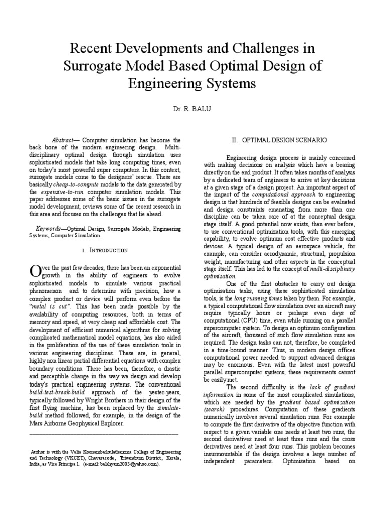 Surrogate Models in Optimal Design | PDF | Mathematical Optimization ...