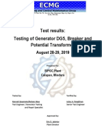 Test Results: Testing of Generator DG5, Breaker and Potential Transformer