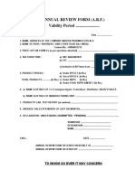 Annual Review Form (A.R.F.) Validity Period .......................