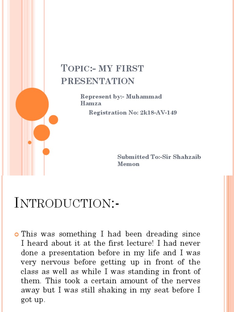 My First Presentation Experience | PDF