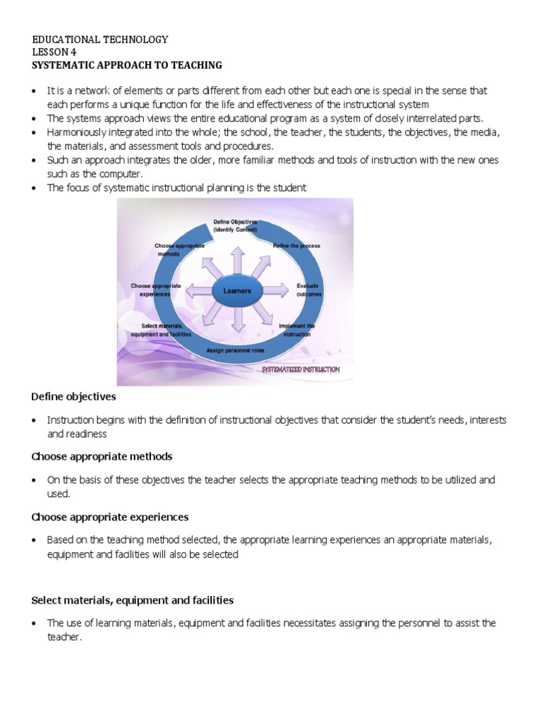 Systematic Approach to Teaching in Education | PDF | Teaching Method ...