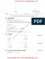 CBSE Class 2 Maths Question Paper Set A