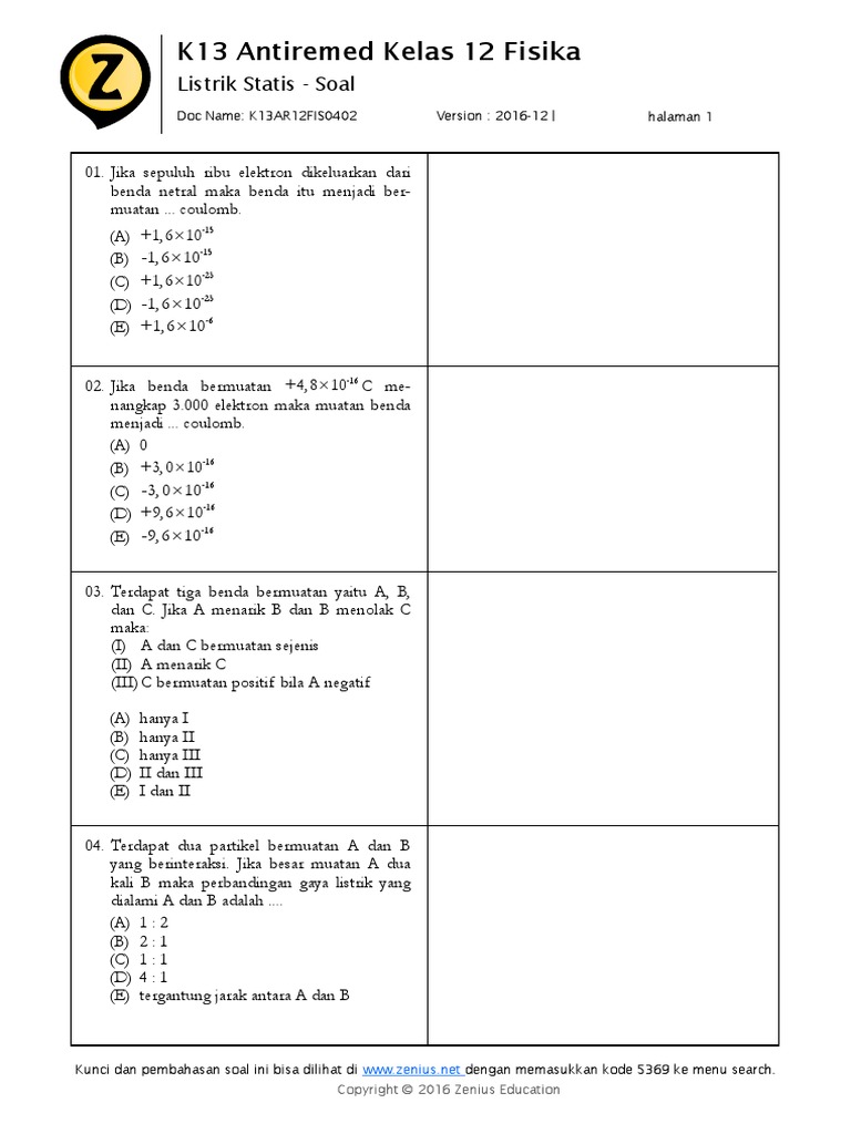 Bank Soal Fisika Kelas Xii