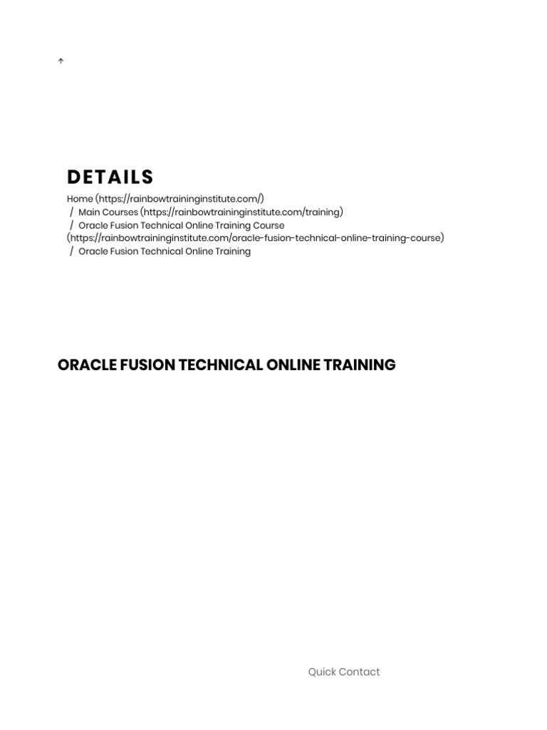 Oracle Fusion Technical Online Training - Rainbow Training Inst | PDF ...