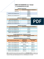 Calendario de Examenes 1er. Parcial, Tercer Cuatrimestre 2019