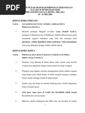 7 Resolusi Mhpk Kali Ke 20 Musim Haji 1425h Melaka 2 Pdf