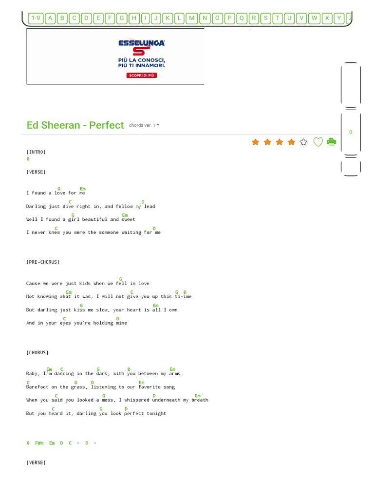 Ed Sheeran Perfect Chords Pdf Song Structure American Music Articles Needing Attention