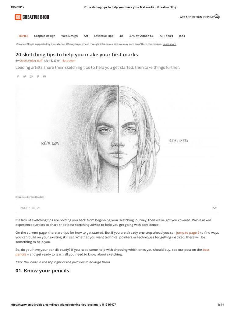 20 Sketching Tips To Help You | PDF | Drawing | Pencil