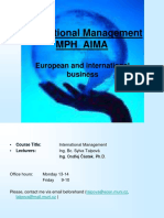 International Management MPH - Aima: European and International Business