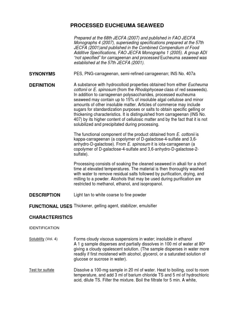 JECFA Carrageenan Monograph PDF Absorption Spectroscopy Chemical