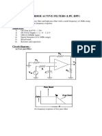 First Order Active Filters (LPF, HPF) : (A) Low Pass Filter