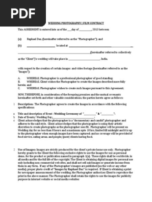 Wedding photography contract