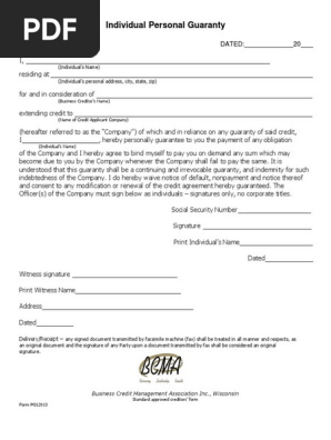 Personal Guarantee Letter Format