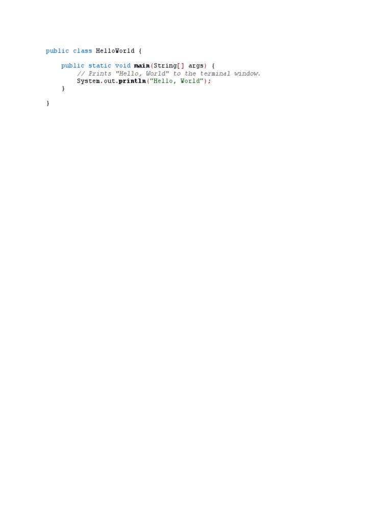 Java Hello World Program Example | PDF
