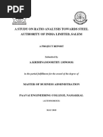 A Study On Ratio Analysis Towards Steel Authority of India Limited, Salem