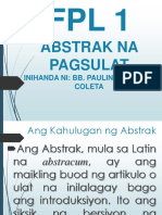 Filipino 11 Akademikong Pagsulat Abstrak
