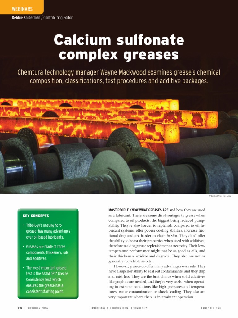 Calcium Sulfonate Complex Greases PDF Mechanical Engineering