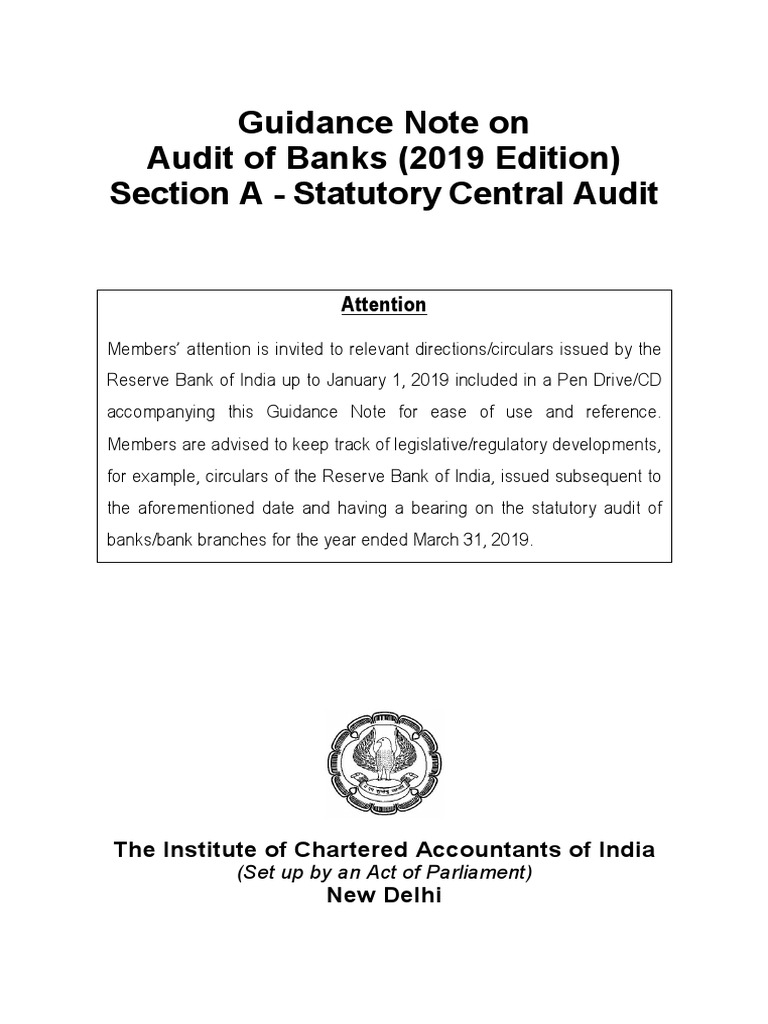 Guidance Note On Audit Of Banks Internal Control Audit