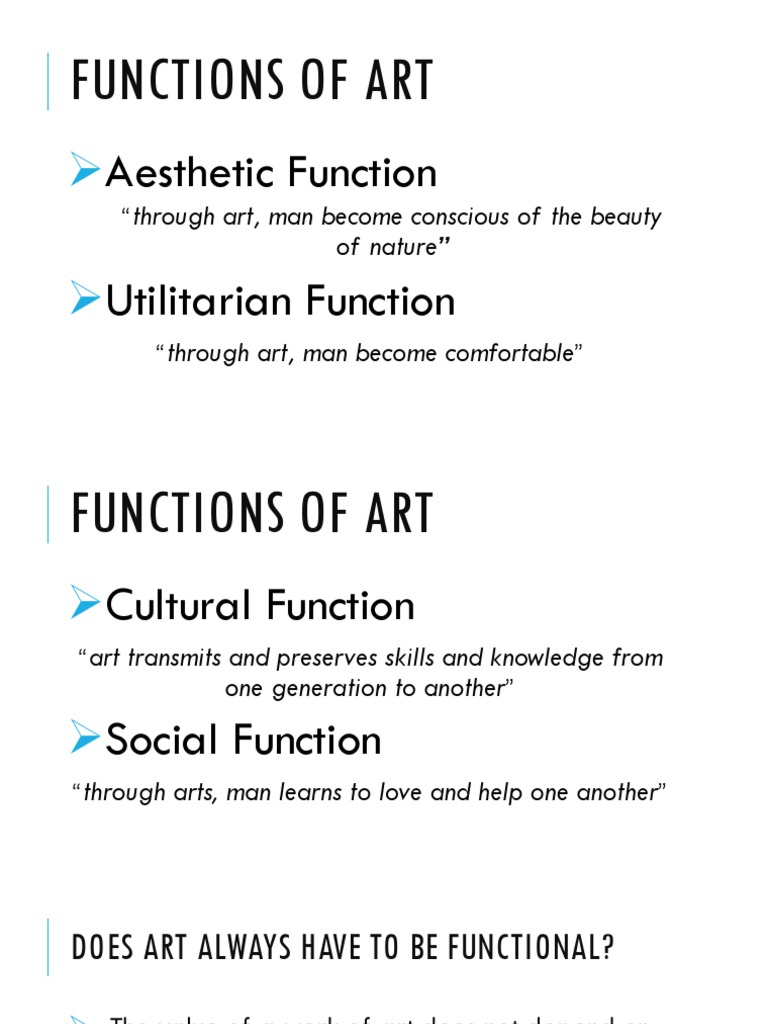 Functions of Art Aesthetic Function Utilitarian Function PDF