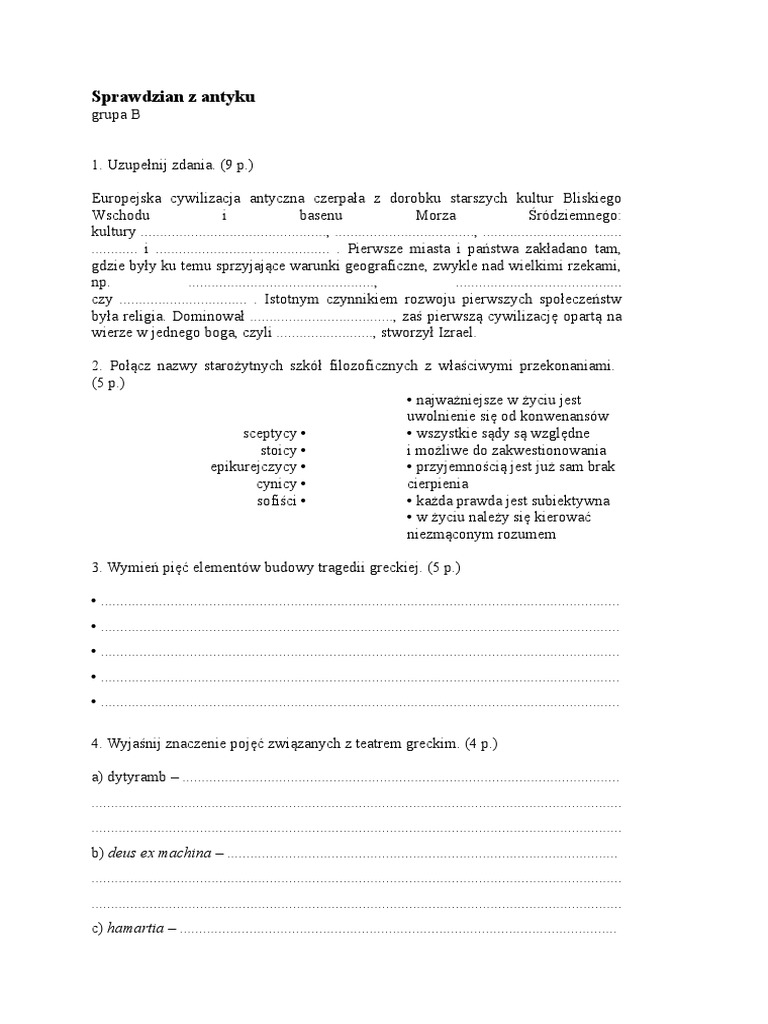 Sprawdzian Polski 1 Liceum Antyk Margaret Wiegel —