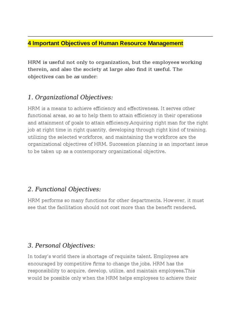 Objectives of hrm pdf
