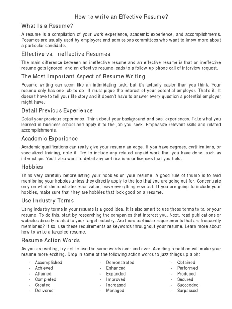 How To Write An Effective Resume | PDF | Résumé | Proofreading