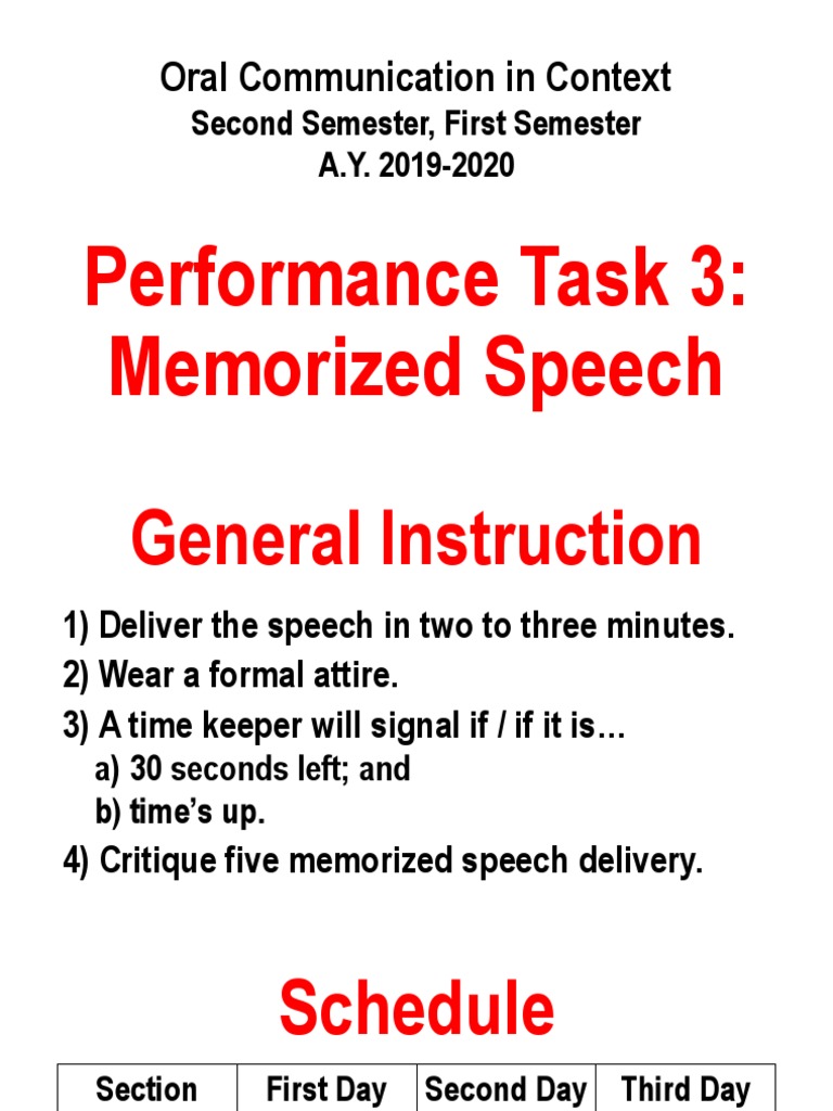 Memorized Speech Delivery Pdf