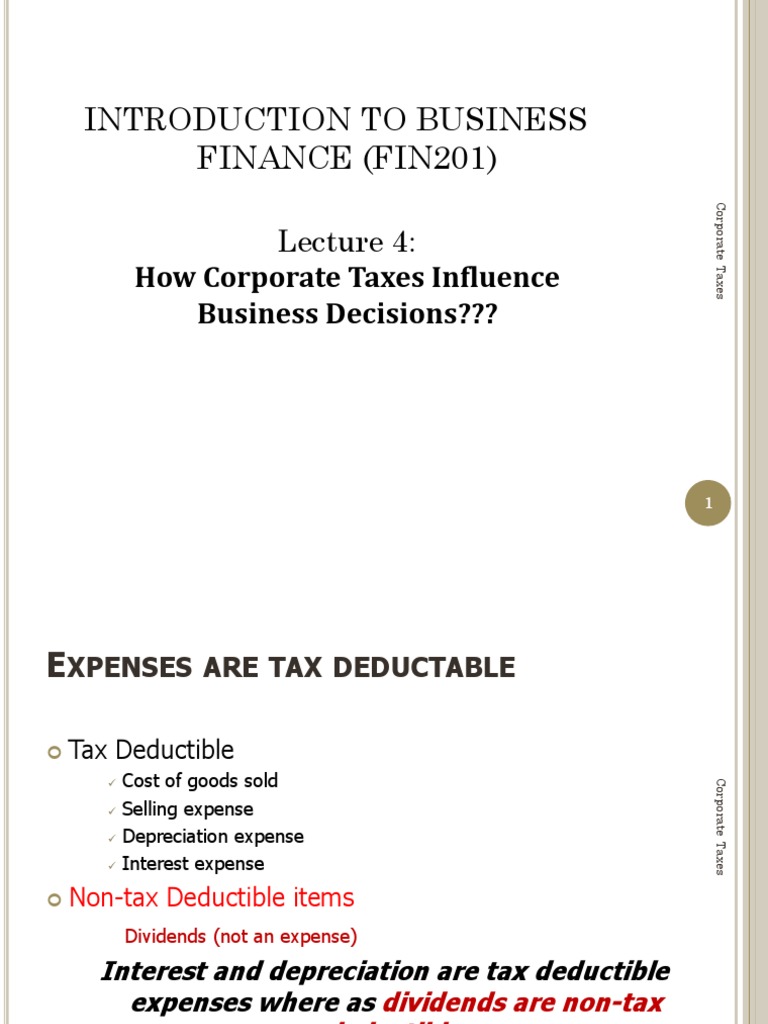 Introduction To Business Finance (Fin201) : How Corporate Taxes ...