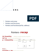 Pointers: - Pointers and Arrays - Pointers and Structures - Pointers and Functions (Call by Address)
