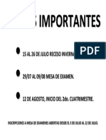 FECHAS IMPORTANTES