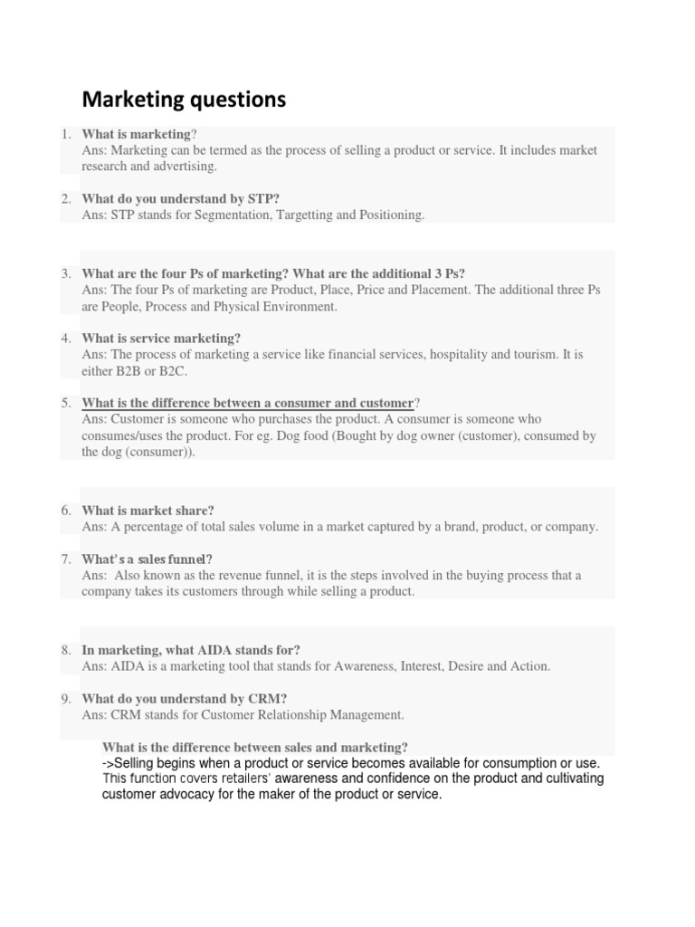 Marketing Questions What Is The Difference Between Sales and Marketing