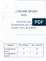 Addu Pre-Bar Review 2019: Political Law (Constitutional Law I and II) Lecturer: Gil A. de La Banda