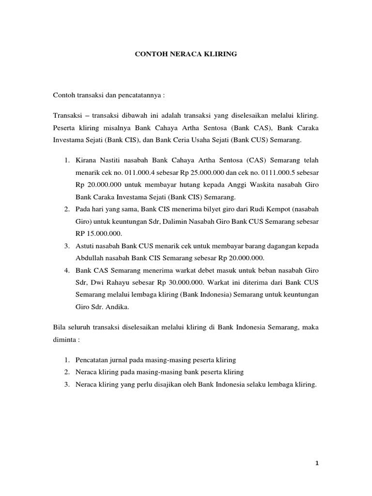 Contoh Neraca Kliring Docx